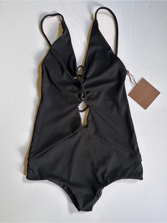 acacia swimwear Other - Acacia Swimwear Kokomo Black Ribbed Ebony Lace-Up One-Piece size P XS